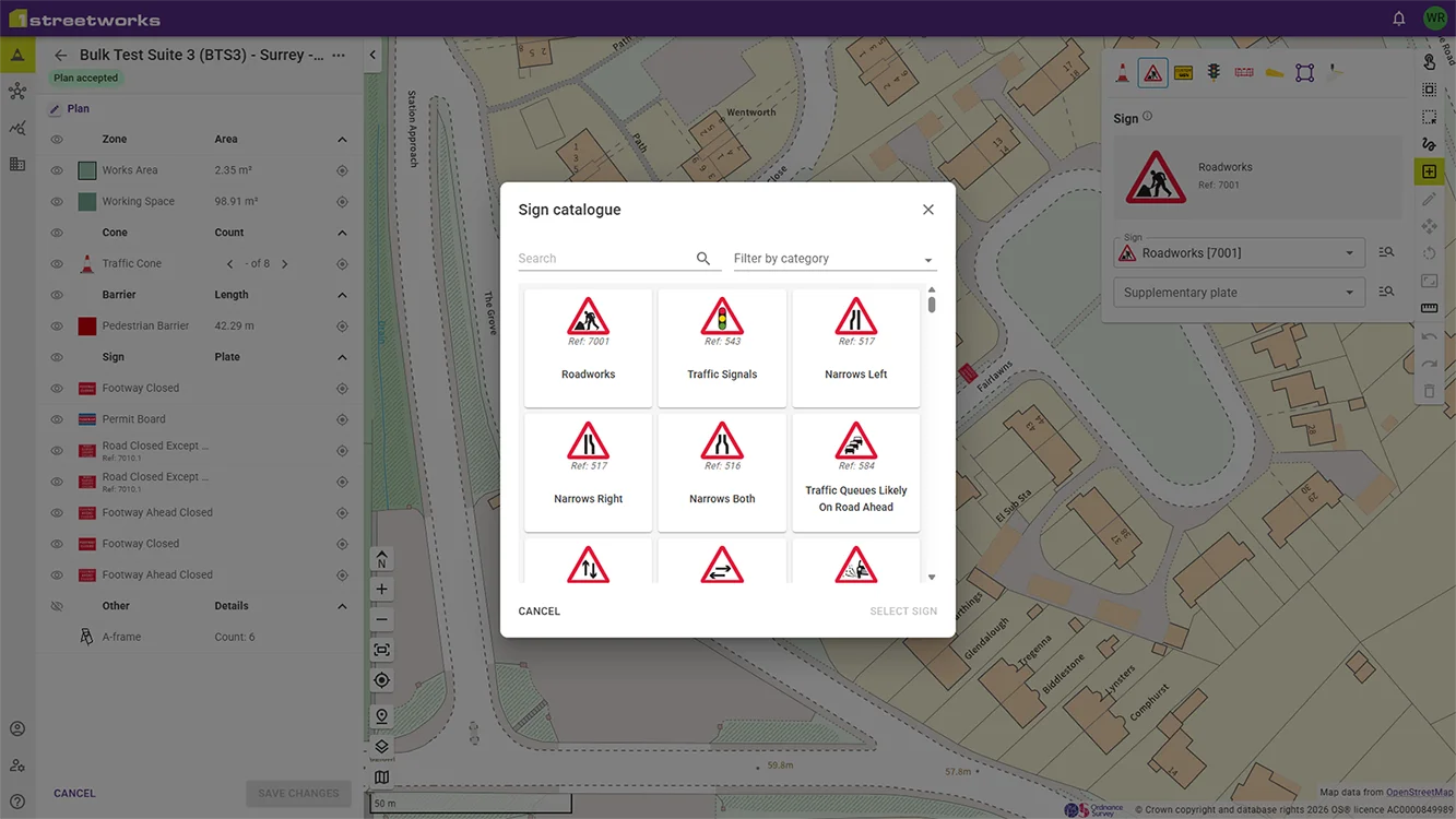 Faster traffic plans, smarter sign selection: What’s new in 1Streetworks v1.22